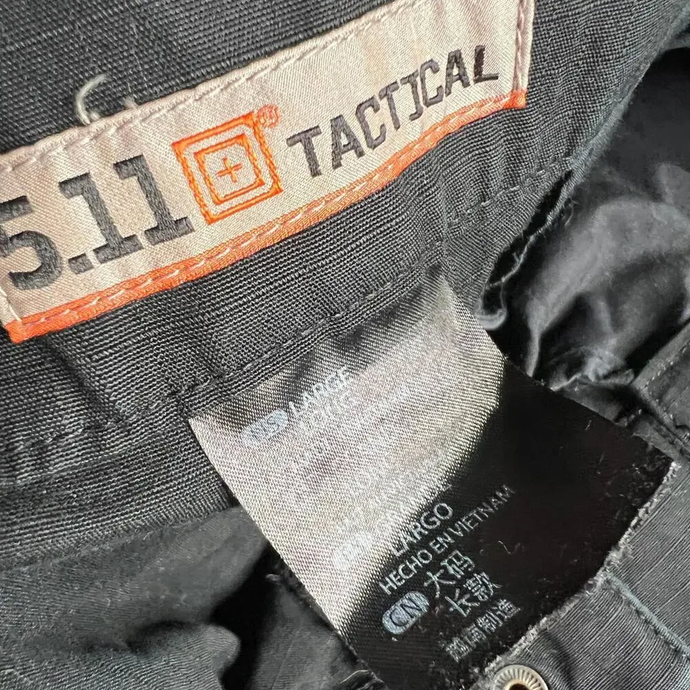 5.11 Tactical Cargo‎ Pants Black Men’s Large Ripstop Nylon Drawstring Hem Work
